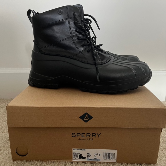 New Men’s Sperry Duck Float Black Boot Size 10.5 - Picture 1 of 4